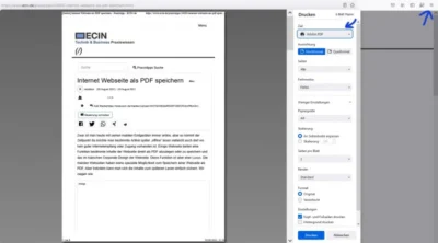 Internet Webseite als PDF speichern