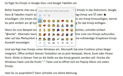 Wie man Emojis in ein Google Docs / Tabellen Dokument einfügt Foto