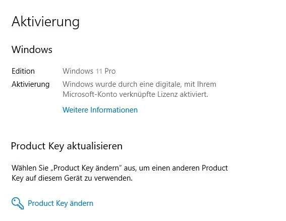 Windows 11 Home auf Windows 11 Pro aktualisieren. Upgrade Infos Foto