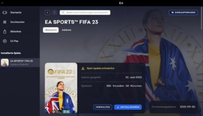 FIFA23: Update läuft nicht. Spiel startet nicht. Das kannst Du tun