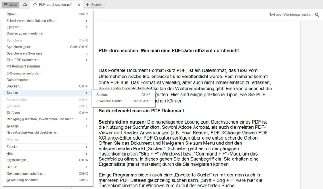 PDF durchsuchen. Wie man eine PDF-Datei effizient durchsucht Foto