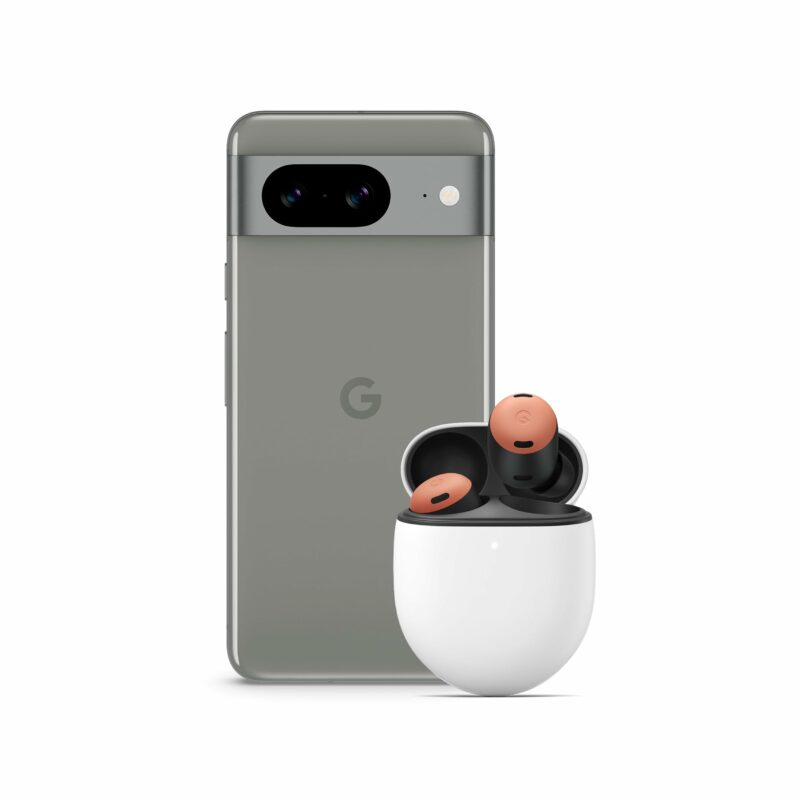 Google Pixel 8 – Android-Smartphone ohne SIM-Lock mit leistungsstarker Pixel-Kamera – Hazel, 256GB + Pixel Buds Pro – Kabellose Kopfhörer – Coral Hazel 256 GB mit Coral