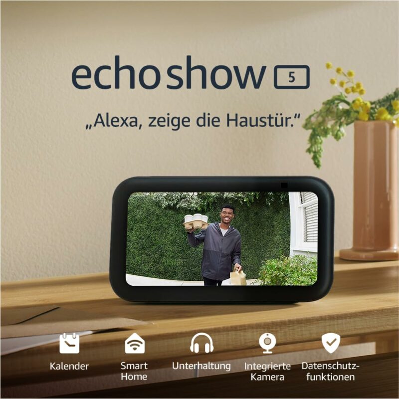 Echo Show 5 (3. Gen.) | Kompakter smarter Touchscreen mit Alexa zum Steuern deines Smart Homes und mehr | Anthrazit Anthrazit Nur Gerät