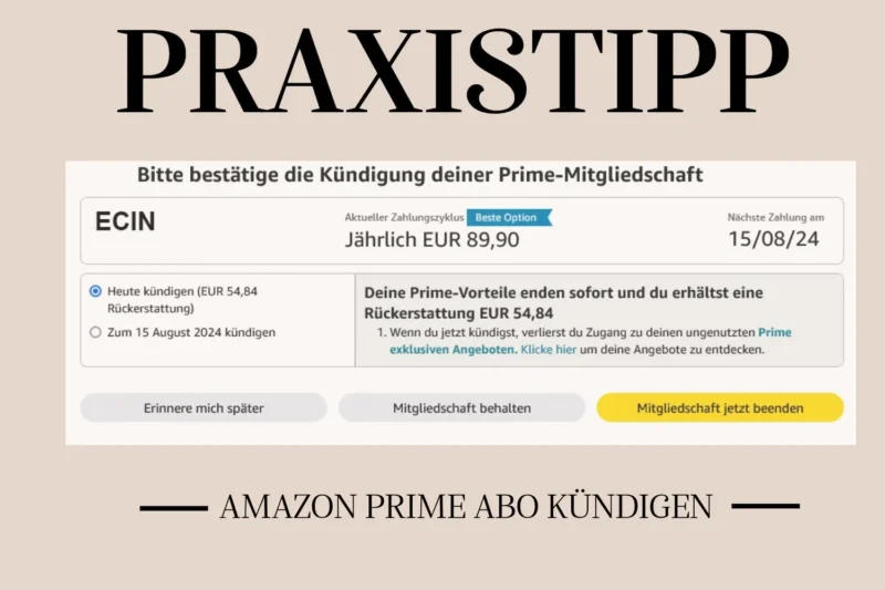 Amazon Prime Abo kündigen und Geld zurück, Rückerstattung erhalten